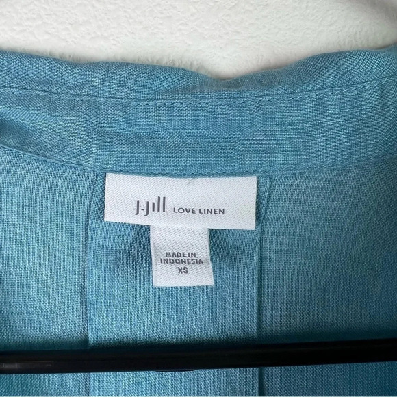 J. Jill Love Linen Blue Button Up Top (XS) 100% Linen, Tunic Shirt, Earthy Chic - Picture 3 of 12